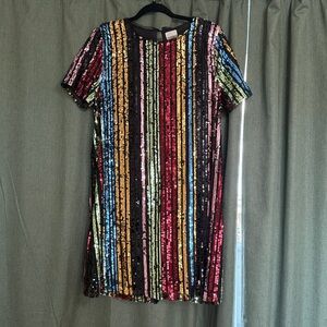 Multicolor Sequin Striped Dress
